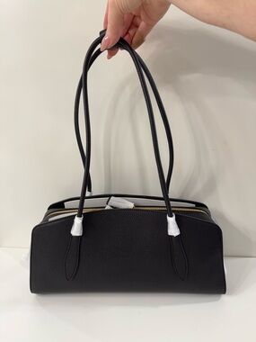 Parisa Wang NWT - Gabrielle East-West Black Pebbled Leather Shoulder Bag